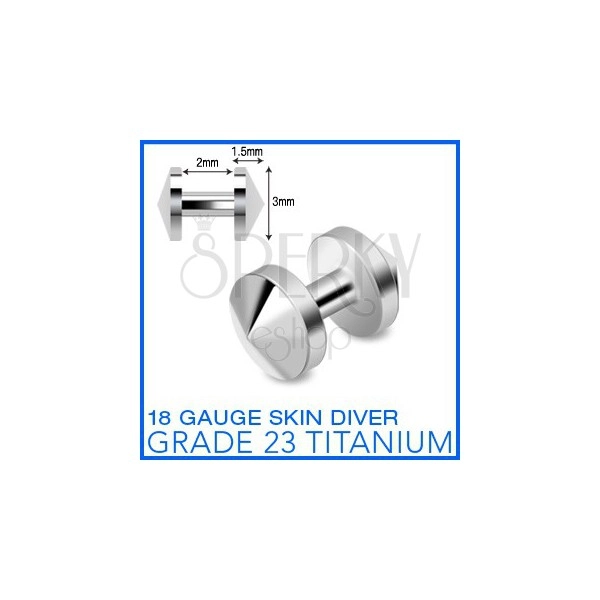 Titánium piercing a bőr alá "skin diver", kúpos végű