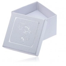 Gyöngyházfényű ajándékdoboz fülbevalóra - ezüst színű keresztelési motívum