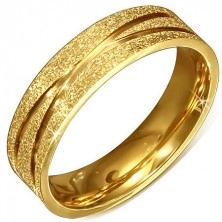 Arany színű szemcsés felületű acél gyűrű keresztezett bevágásokkal