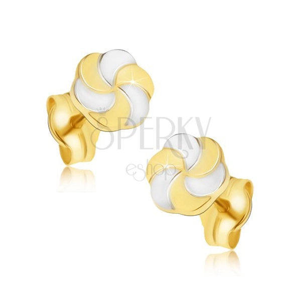 Arany fülbevaló - kétszínű tükörfényű csavarok