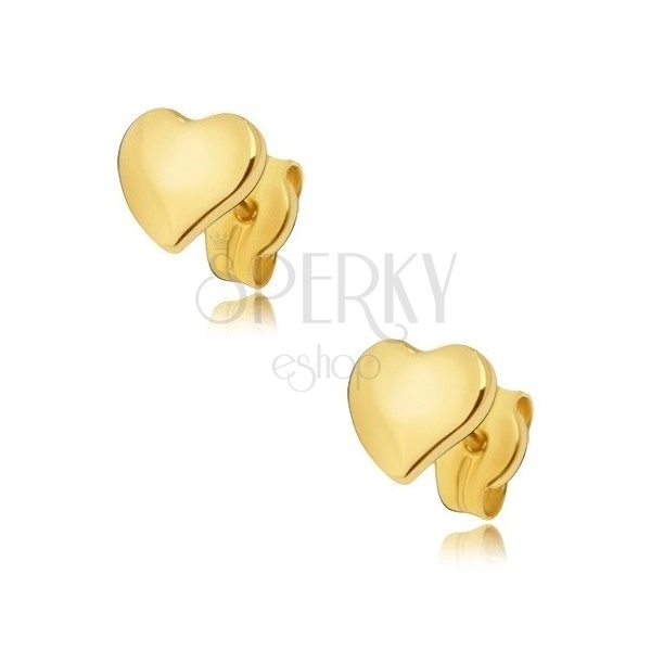 Fülbevaló 14K sárga aranyból - lapos tükörfényű szabálytalan szívek