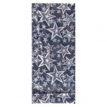 Ezüst színű ajándékzacskó celofánból szivárvány fénnyel - csillagok