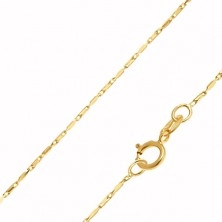 Arany nyaklánc - fényes hosszúkás hasáb alakú elemek, 400 mm