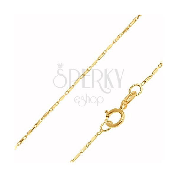 Arany nyaklánc - fényes hosszúkás hasáb elemek, 450 mm