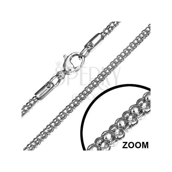 Ezüst színű nyaklánc acélból, kígyó minta, 2,4 mm