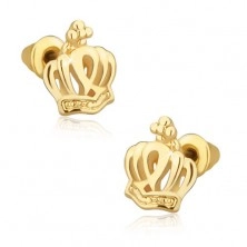Beszúrós fülbevaló arany színben, királyi korona