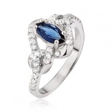 Gyűrű 925 ezüstből, kék szem alakú cirkónia, csomók