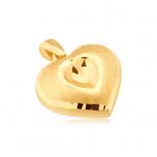 Arany medál - szimmetrikus 3D szív, kimélyített szív, szatén felszín