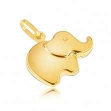 Medál 14K sárga aranyból - kis csillogó lekerekített elefánt