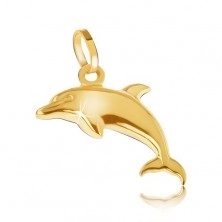 Medál 14K sárga aranyból - csillogó háromdimenziós ugró delfin