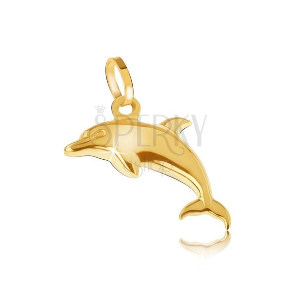 Medál 14K sárga aranyból - csillogó háromdimenziós ugró delfin