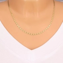 Arany nyaklánc - fényes hosszúkás elemek, sugaras vésetek, 500 mm