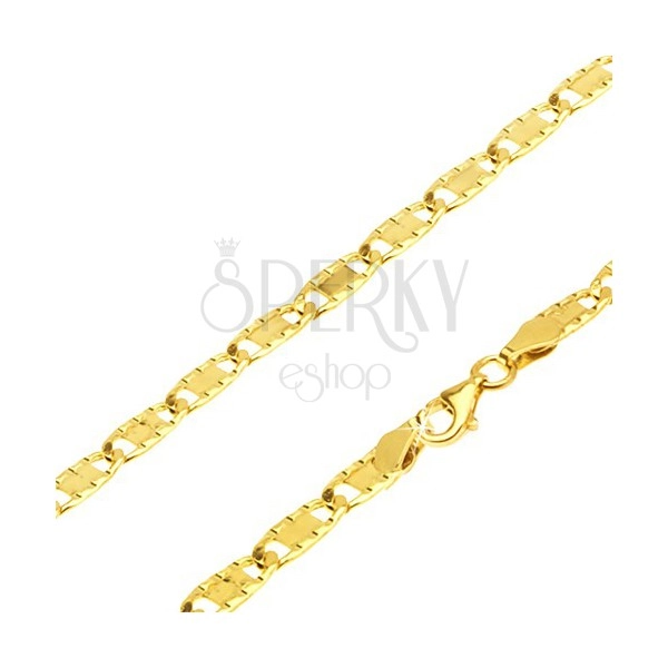 Arany nyaklánc - lapos hosszúkás elemek, téglalapok, 500 mm