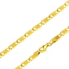 Arany nyaklánc - lapos részek dísz bemetszésekkel, rács, 550 mm