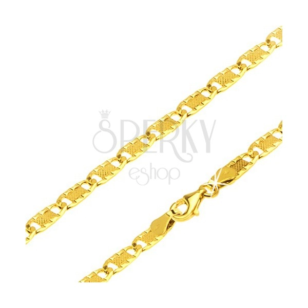Arany nyaklánc - lapos részek dísz bemetszésekkel, rács, 550 mm