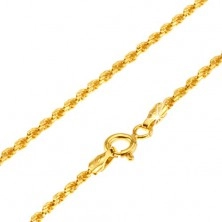 Arany nyaklánc - apró csillogó elemek csavart mintával rendezve, 500 mm