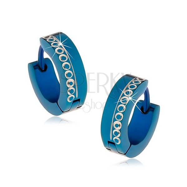 Kék bepattintós fülbevaló sebészeti acélból díszes karikák