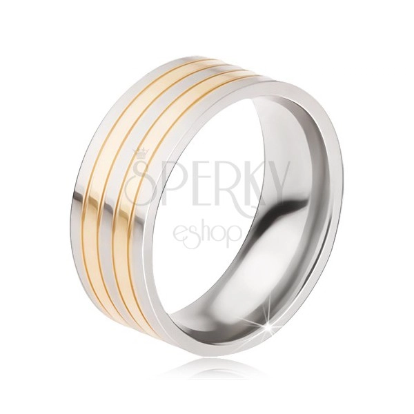Titán gyűrű - fényes ezüst-arany színű gyűrű, váltakozó sávok