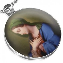 Kerek acélmedál, Szűz Mária kép