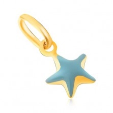 Medál 9K sárga aranyból - csillogó kidomborodó kék csillag, fénymáz