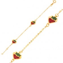 Arany karkötő - csillogó lánc fénymázas színes eprecskékkel