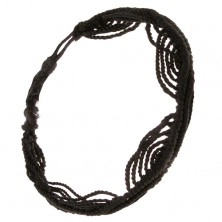 Fekete zsinóros karkötő nylon fonalakból, hullámminta