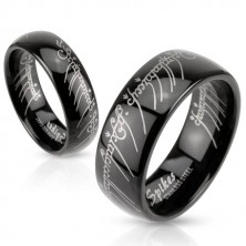 Fekete acél karikagyűrű Gyűrűk Ura motívummal, 8 mm