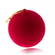 Bársony ajándékdoboz gyűrűre, piros karácsonyi gömb