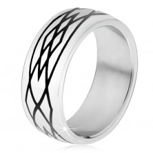 Gyűrű 316L acélból, tükörfényes felület, fekete minta