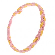 Rózsaszín-sárga fonott karkötő kettős madzagokból