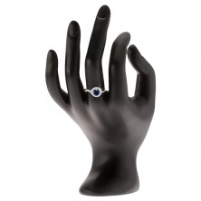 Gyűrű - 925 ezüst, sötétkék kő, cikróniás csepp