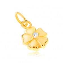 Medál 14K sárga aranyból - csillogó ötszirmú virág kővel