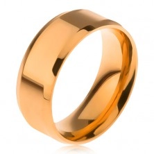 Fényes, arany színű gyűrű 316L acélból, lemetszett szélek