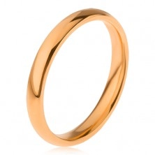 Aranyozott acél gyűrű, sima fényes felszín, 3 mm