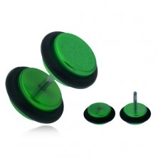 Hamis plug fülbe, fényes, zöld, akryl kerekek