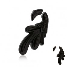 Hamis expander fülbe, fekete, fényes páva, akrylból