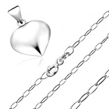 Nyakék 925 ezüstből - medál háromdimenziós szívből, csillogó lánc