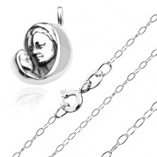 Ezüst nyakék 925 - Madonna a gyermekkel a csillogó láncon