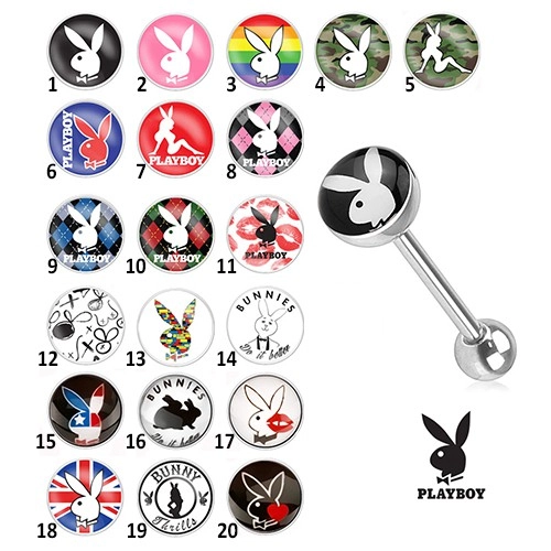 Acél nyelvpiercing - különböző Playboy motívuok - Szimbólum: PB01