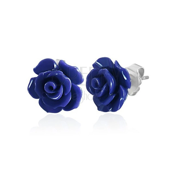 Fülbevaló sebészeti acélból, kék rózsa, stekkerek