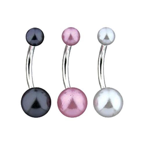 Köldökpiercing - színes, átlátszó golyó - A piercing színe: Rózsaszín