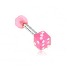 Piercing tragusba - játék kocka rózsaszín színben