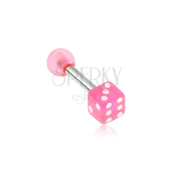 Piercing tragusba - játék kocka rózsaszín színben
