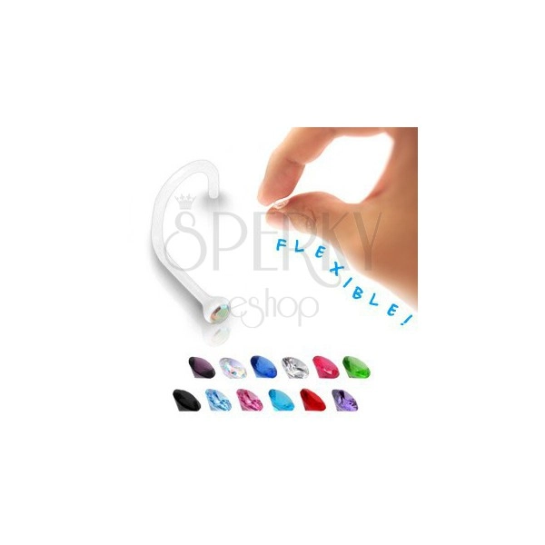 Orrpiercing - átlátszó BioFlex, színes cirkóniával