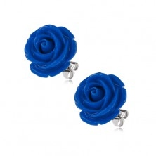 Fülbevaló sebészeti acélból, bedugós, kék rózsa gyantából, 14 mm
