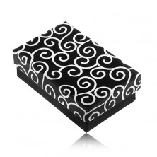 Téglalap alakú ajándékdoboz fülbevalónak és gyűrűnek, fekete fehér mintával