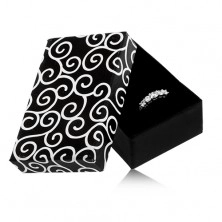 Téglalap alakú ajándékdoboz fülbevalónak és gyűrűnek, fekete fehér mintával