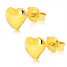 Fülbevaló 9K sárga aranyból - lapos, tükörfényes egyenetlen szív