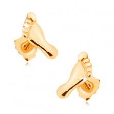 Bedugós fülbevaló 9K sárga aranyból - csillogó lábnyom