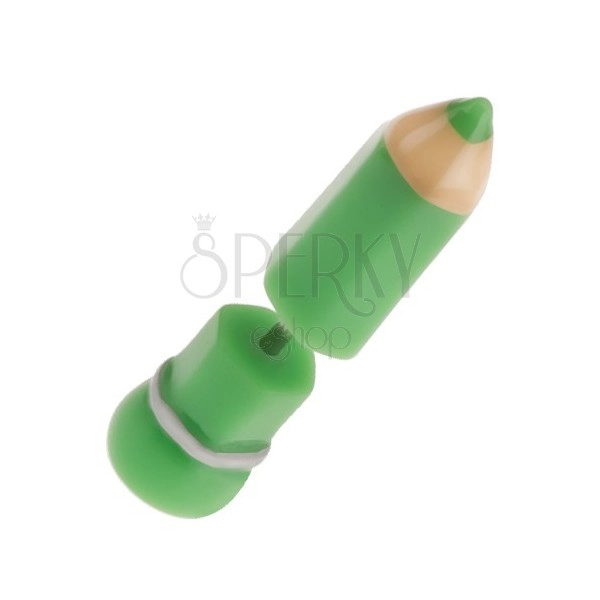 Akril fake plug fülbe, zöld ceruza